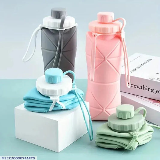 Portable Outdoor Silicone Folding Water Bottle Customized Logo Accept Reusable& Collapsible Bottle for Travel Gym Camping Hiking
