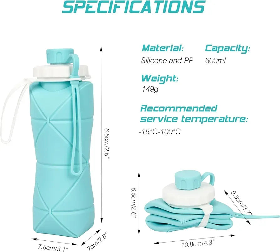 Portable Outdoor Silicone Folding Water Bottle Customized Logo Accept Reusable& Collapsible Bottle for Travel Gym Camping Hiking